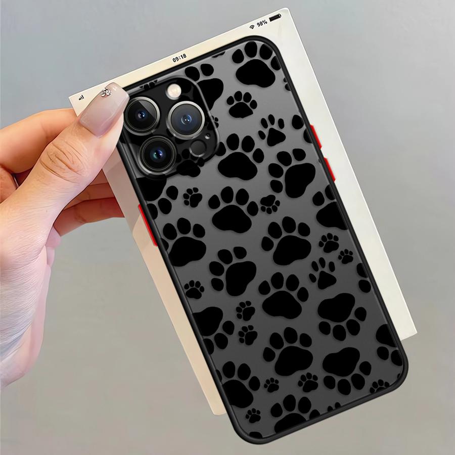 Чехол для iPhone 17 Pro Max 11 Air XS XR 14 12 16 Plus 7 8 SE 15 13 Mini Funda Задняя крышка телефона Милые отпечатки лап домашних животных