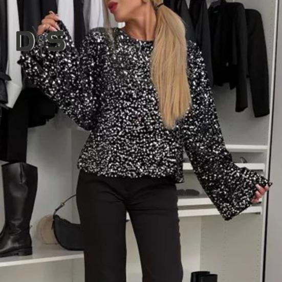 Женские топы с круглым вырезом, длинным рукавом, завязкой сзади, сексуальные топы свободного кроя, однотонные, повседневные блузки для вечеринок, повседневная одежда