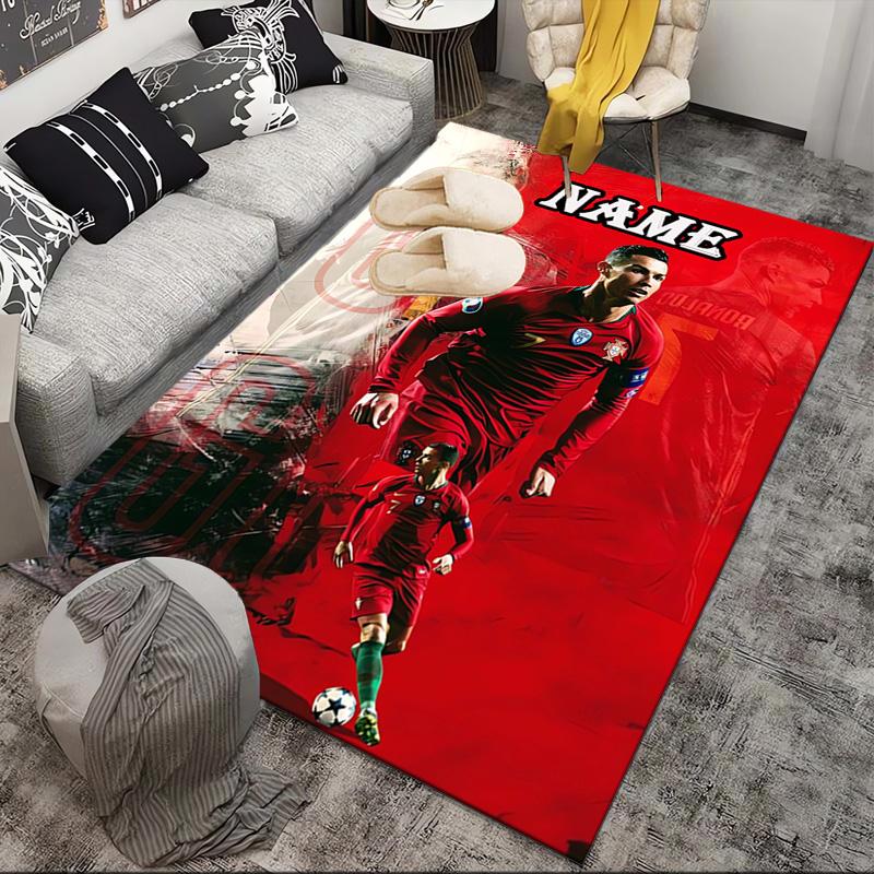 Custom Name Rona-ldo's Legacy Soccer Rug Game Carpet, Floor Mat for Bedroom Living Room Entryway Rug, Home Decor Idea Gift for Christmas birthday