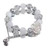 Chic Women's Bell Pendant Bracelet with Crystal Beaded White Flower Design for Outings