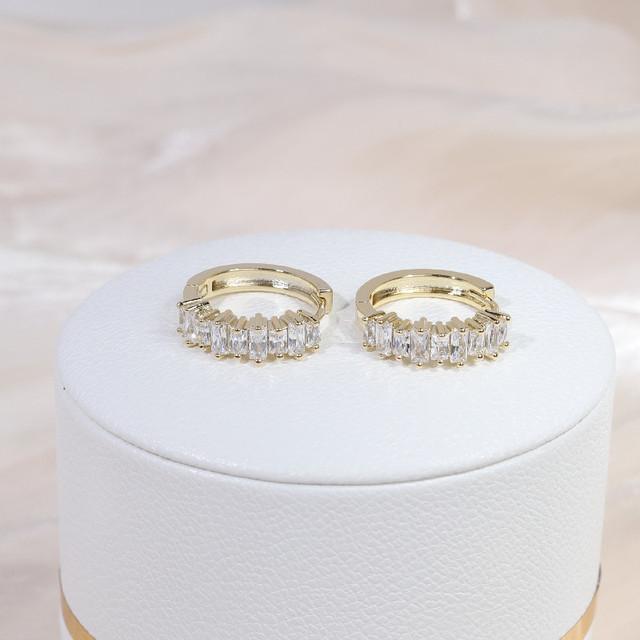 Серьги-замки с квадратным креплением, простого дизайна, 14 карат, настоящее золото, изысканные женские серьги с инкрустацией из меди и циркония, ювелирные изделия