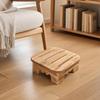 Footstool with Slotted Top Sturdy Square Wooden Footrest Compact for Adults,
