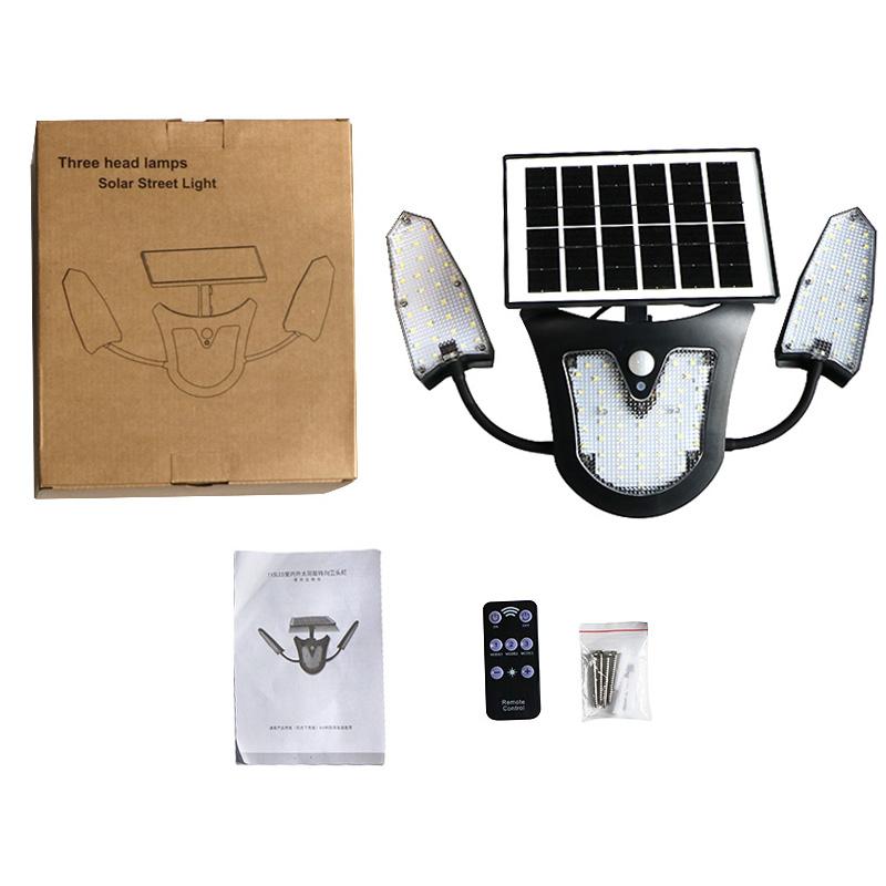 Outdoor 3 Head IP65 Motion Sensor Remote Control Smart LED Solar Stree Light