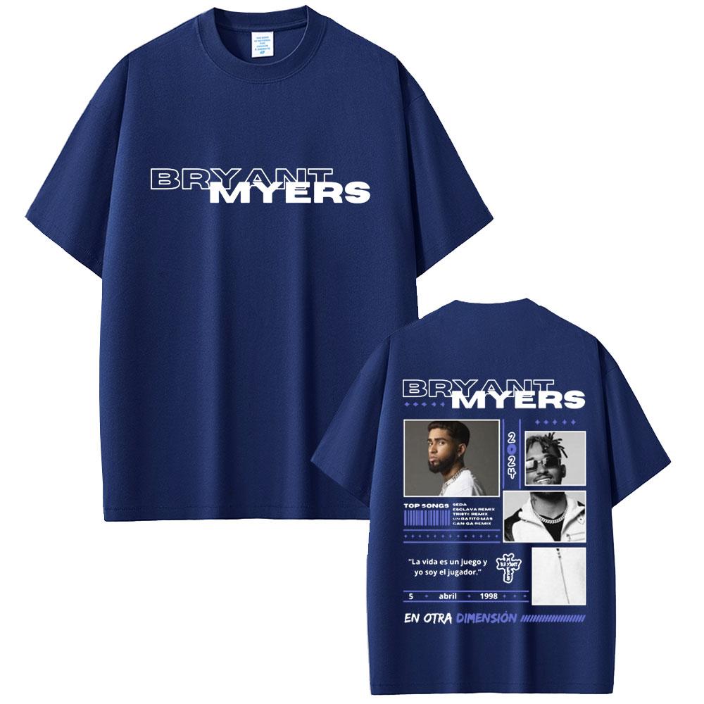 Футболка с принтом рэпера Bryant Myers En Otra Dimesion 2025 для мужчин и женщин, хип-хоп, уличный стиль, с круглым вырезом, короткий рукав, повседневные хлопковые футболки