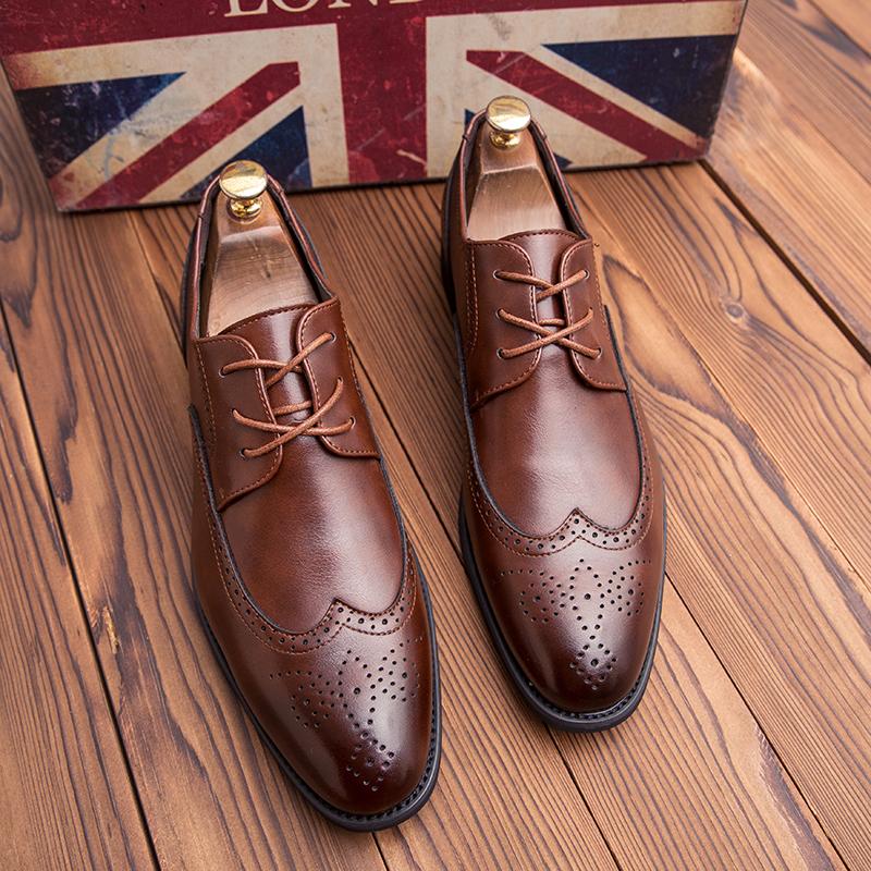 Классические броги с резьбой, дышащие кожаные туфли, модная деловая обувь, офисная обувь, туфли с острым носком в британском стиле, обувь для отдыха