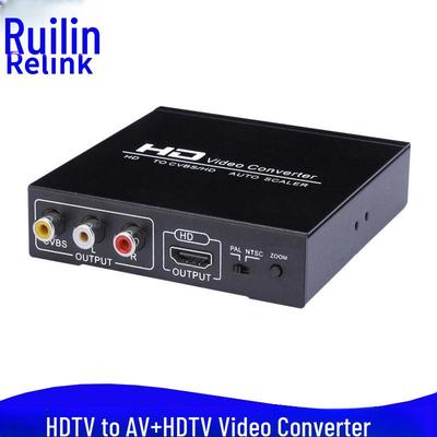 Конвертер HDMI в AV + HDMI: Распределитель HDMI на CVBS RCA Композитное видео и два выхода HDMI