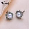 FENASY Natural Freshwater Pearl Earrings Fashion Party Cubic Zirconia Stud Earrings For Women Pearl Jewelry Wedding Bridal Earrings