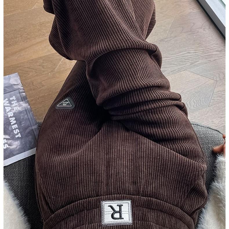 Женские бархатные вельветовые брюки из плотной синели, широкие брюки с высокой талией, свободные прямые брюки