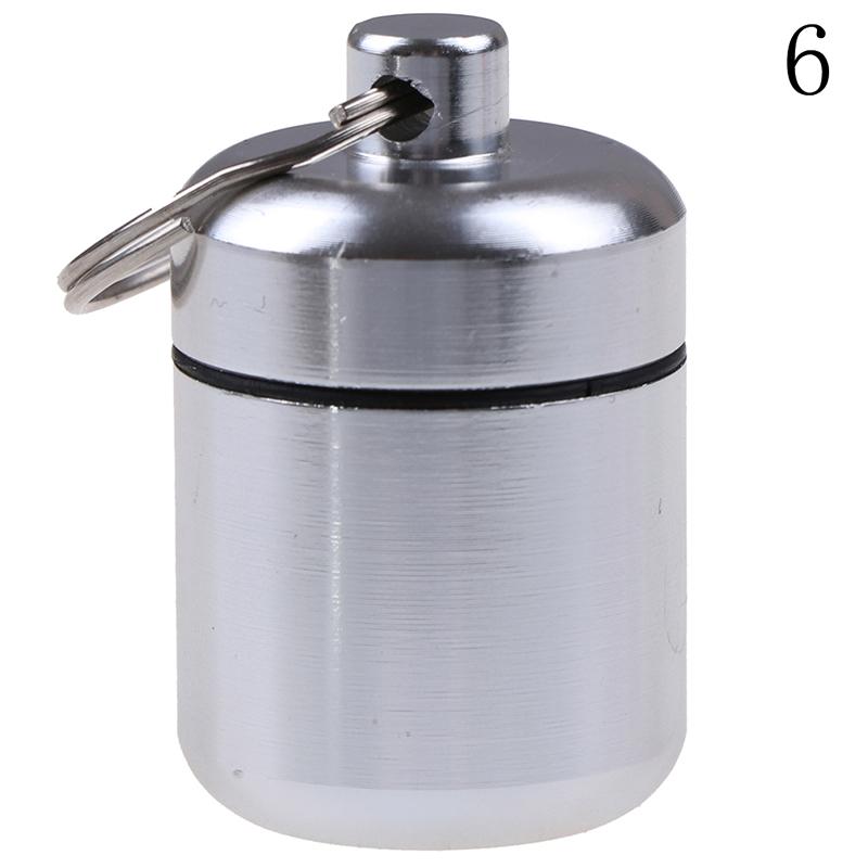 Mini Waterproof Aluminum Alloy Pill Box Case Bottle Holder Container Keychain