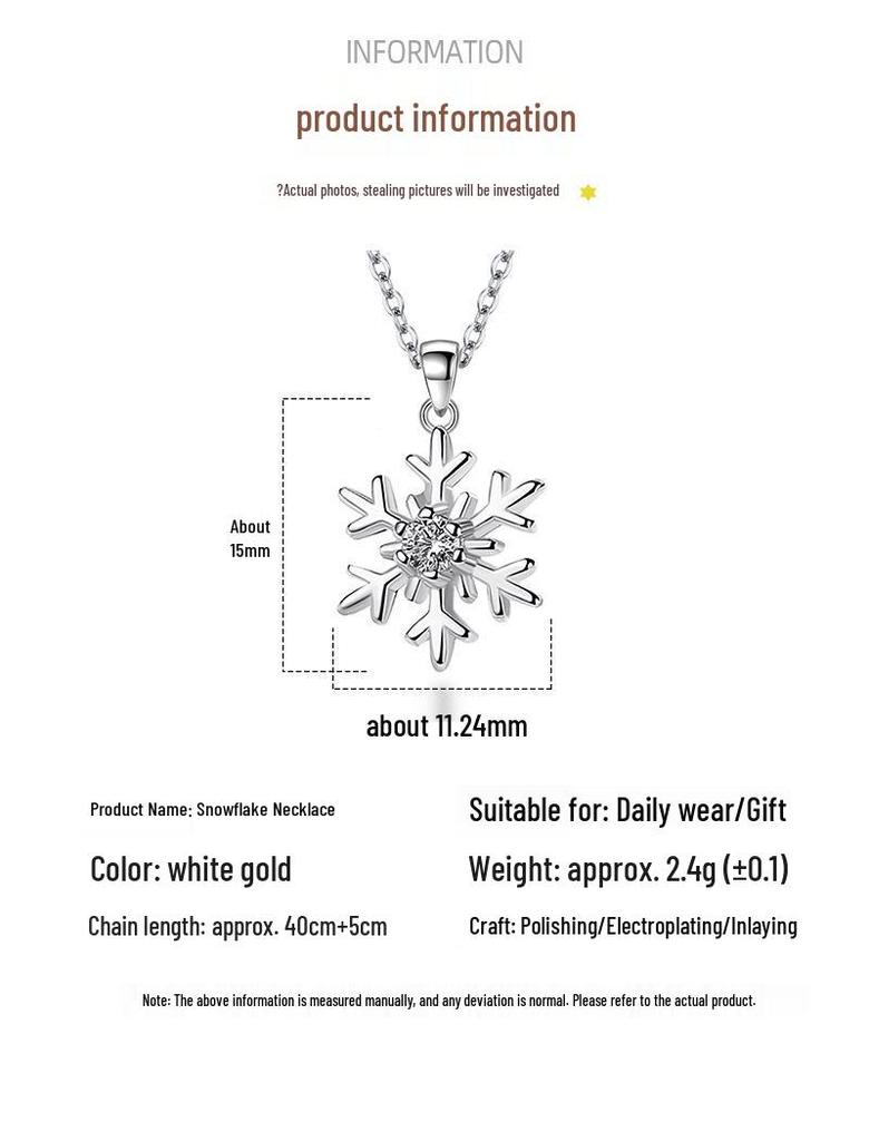 Xiaohongshu Snowflake Clavicle Necklace: Autumn Luxury for Women, Perfect Christmas Gift