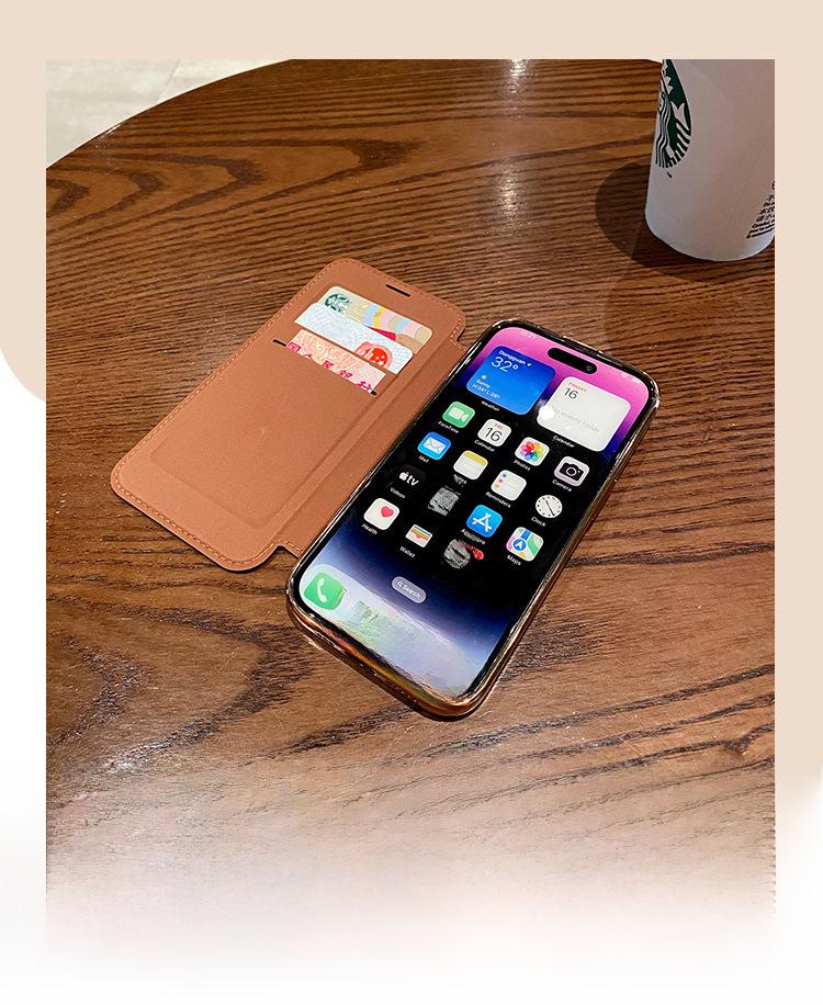 "Магнитный кожаный чехол-книжка Apple iPhone 15 Gold Shield с полной защитой объектива"