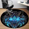 1pc Wolf Head Chair Carpet for Office, Round Non-Slip Durable Large Size Office Carpet, Suitable for Office, Beautiful Decoration