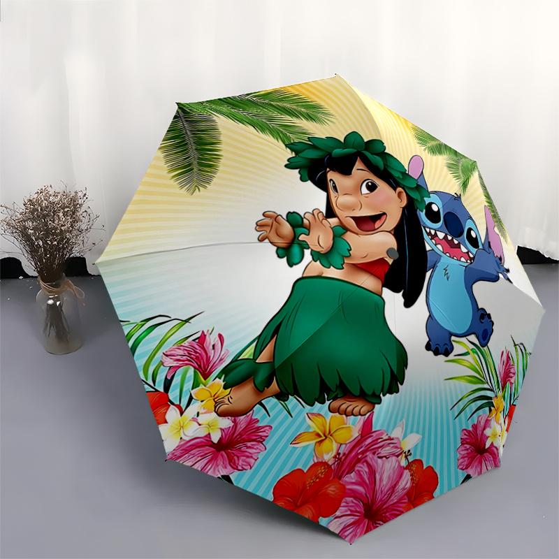 1pc Happy Star and Stitch Pattern Umbrella, Fashionable, Personalized, High-Value Folding Umbrella, a Must-Have for Summer, 8-Rib Durable Ir