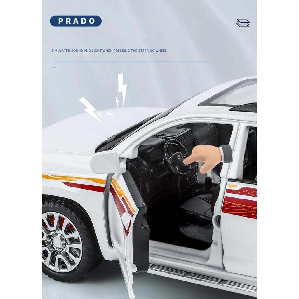 HAOCHI 1/24 Toyota PRADO Land Cruiser Внедорожник Сплав Модель автомобиля Литой Металл Внедорожник Модель автомобиля Звук Свет Детская Игрушка Подарок