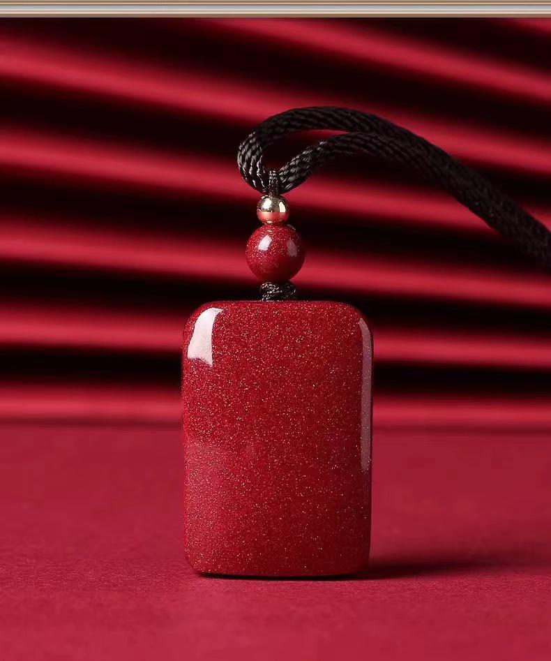 Подвеска из натуральной киновари 'Без забот': Мир и Безопасность Фиолетово-Золотой Песочный Кулон для Мужчин и Женщин