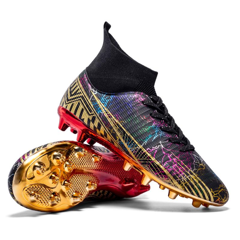 Футбольные бутсы мужские и детские профессиональные футбольные бутсы для травы на открытом воздухе нескользящие дышащие разноцветные тренировочные кроссовки размер 34-46