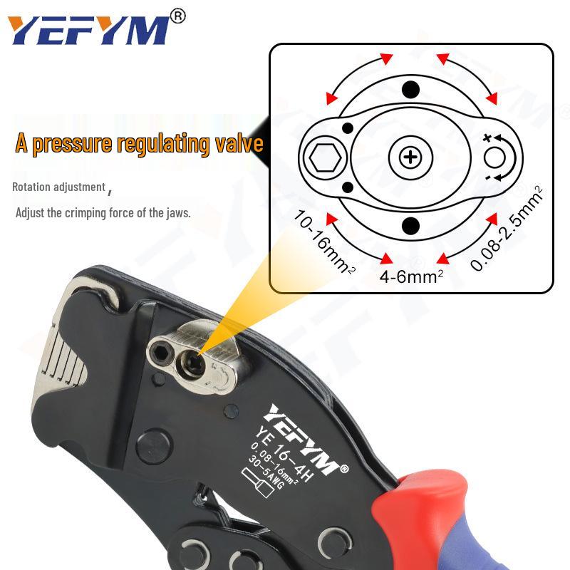 YEFYM 16-4H Ручной регулируемый обжимной инструмент для наконечников, диапазон 0,08-16 мм²