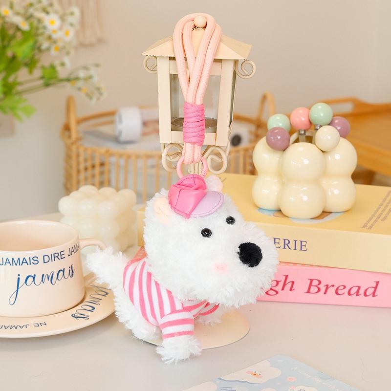 Kawali Puppy Plush Dog Toy Bag Decoration Keychain Pendant  Creative Stuffed Doll Cute West Highland Terrier Kid Birthday Gift