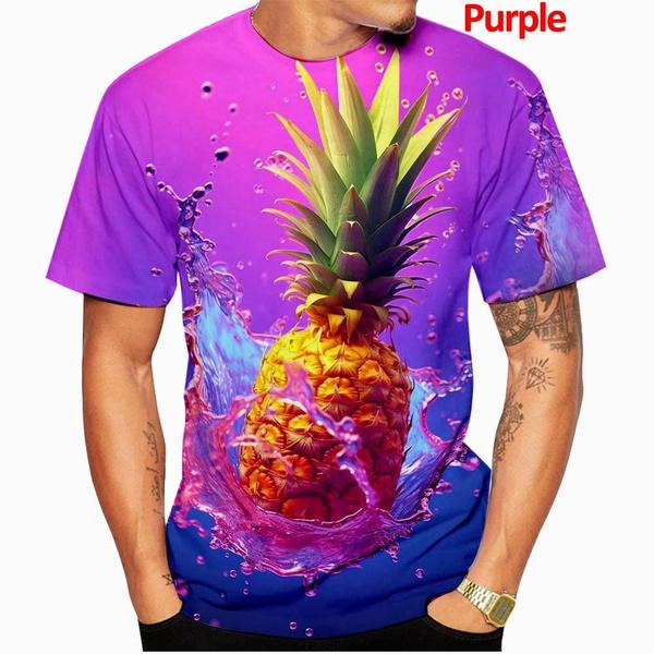 Summer Round Neck Funny Fruit Pattern 3D Print Top Fashionable Casual Short Sleeved Men's T-shirts