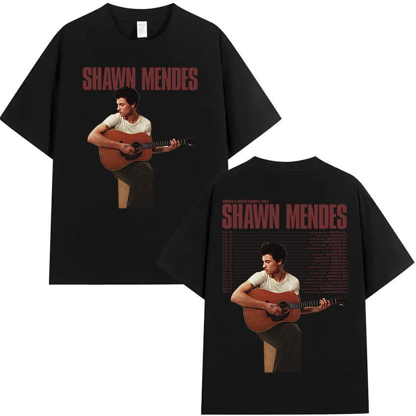 Singer Shawn Mendes Tour 2025 Album Graphic T-Shirt Men Fashion High Quality Cotton T Shirts Hip Hop Gothic Short Sleeve T Shirt