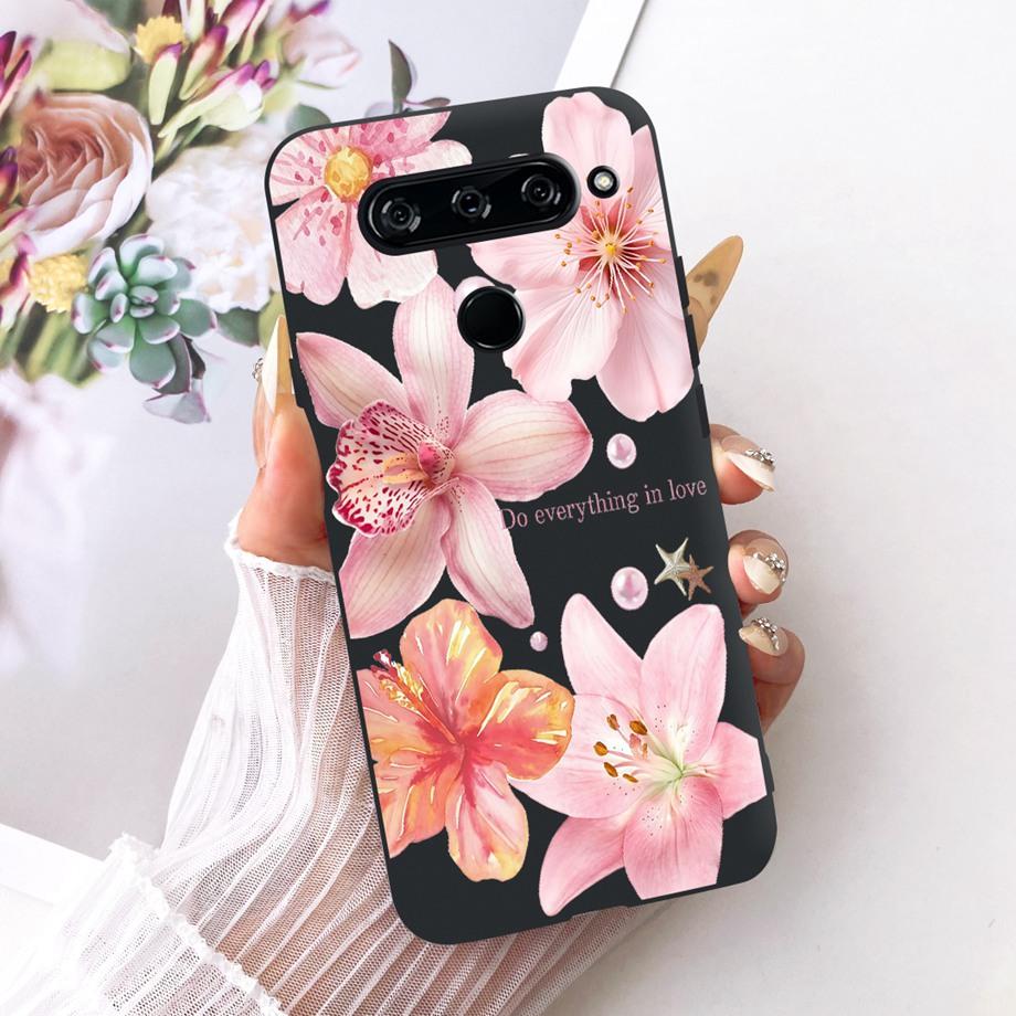 For LG V40 V50s V35 ThinQ LG V8X ThinQ V30 2017 Phone Case Soft TPU Bumper Back Cover Cool Cartoon Luxury Butterfly Flower Funda