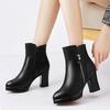 Зимние женские ботинки из натуральной кожи, теплые ботильоны на высоком каблуке, женские теплые зимние сапоги из толстой шерсти, элегантные высокие каблуки 2025