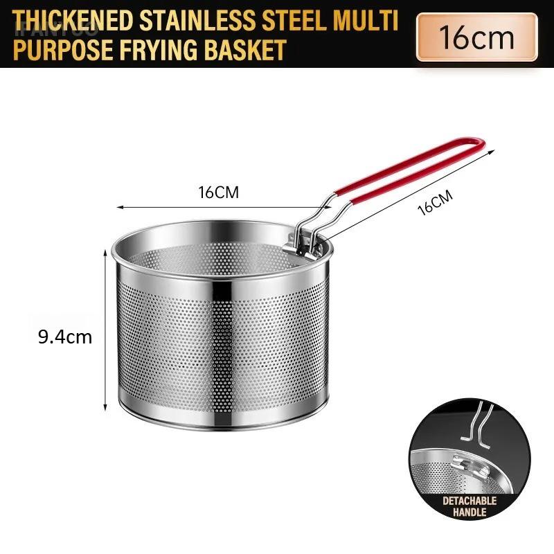 Stainless Steel Fried Mesh Kitchen Fry Basket Cooking Basket Fry Pan Oil Pan Strainer Noodle Spoon Colander French Fries Tools