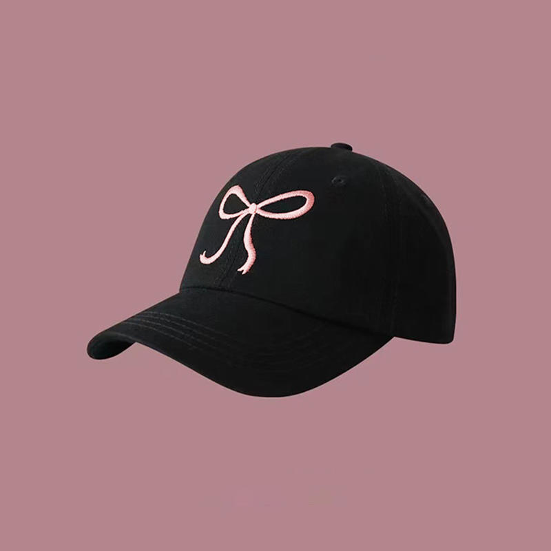 Sweet Bowknot Embroidery Baseball Hat For Women Solid Color Korean Girl Peaked Cap Outdoor Soft Cotton Snapback Sun Visors Hat