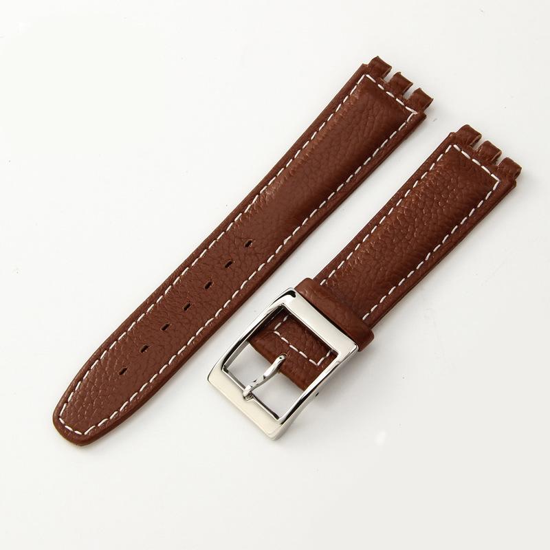 17 мм 19 мм Ремешок для часов из натуральной кожи для Swatch YCS YAS YGS Браслет с пряжкой-пином Мужской Спортивный Водонепроницаемый Ремешок для часов