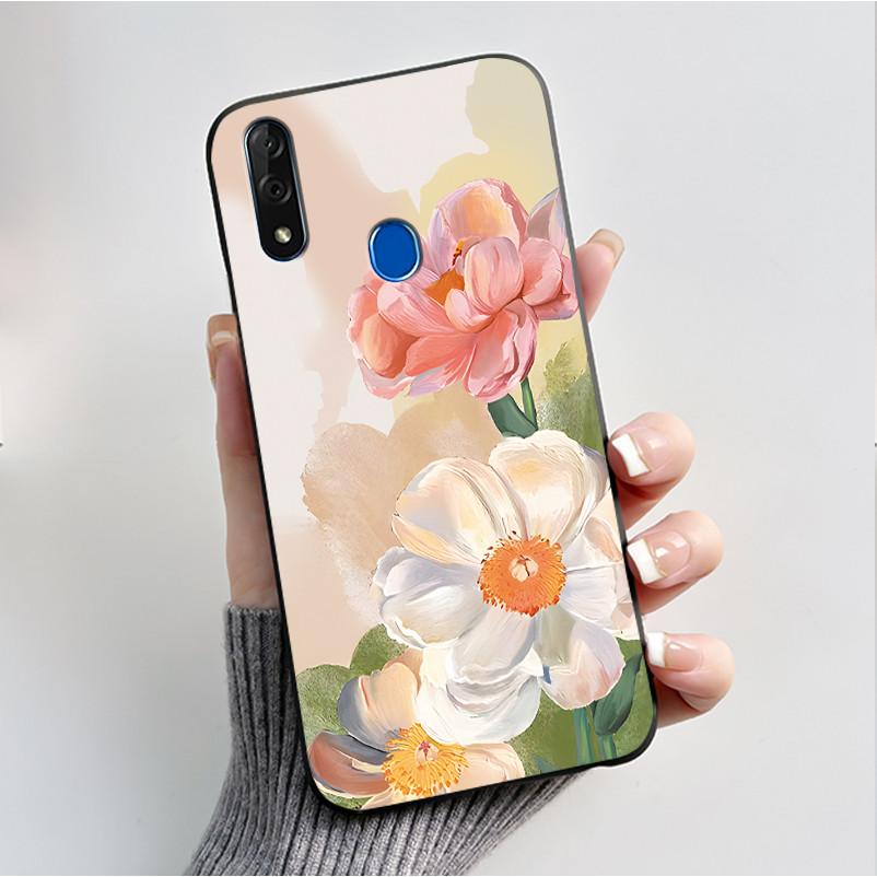 Чехол с рисунком для ZTE Blade V10 Fundas Ударопрочный Coque Capa Мягкий силиконовый Черный корпус Милый цветочный мультяшный чехол