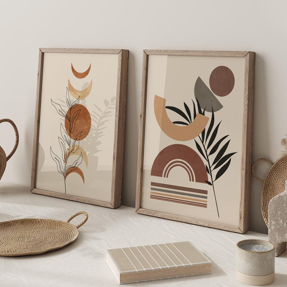 Бохо Солнечный Свет Луна Лист Линии Радуга Геометрия Настенное Искусство Холст Живопись Скандинавские Постеры И Принты Картины Для Декора Гостиной