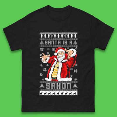 Santa Is A Saxon Christmas Mens T-Shirt Womens Tops Tees