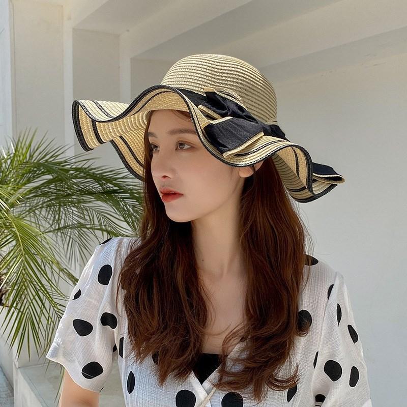 Summer Sun Hat Women Straw Hats Sunshade Panama Cap Fashion Bow Beach Hat Foldable Travel Caps