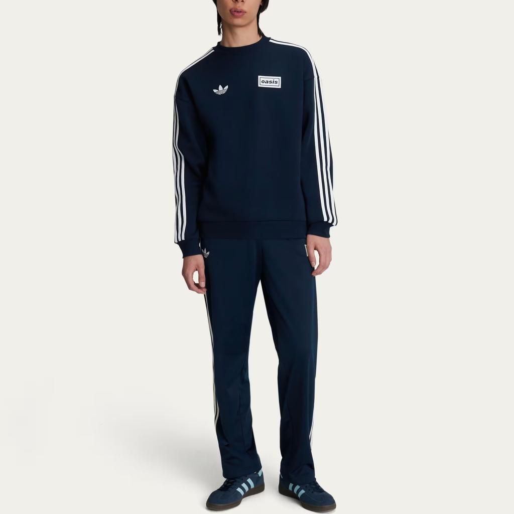 Adidas Originals X Oasis Collaboration 3-Stripes SS25 Fashion Round Neck Pullover Loose Long Sleeve Sweatshirt Unisex sweatshirt KT-3453