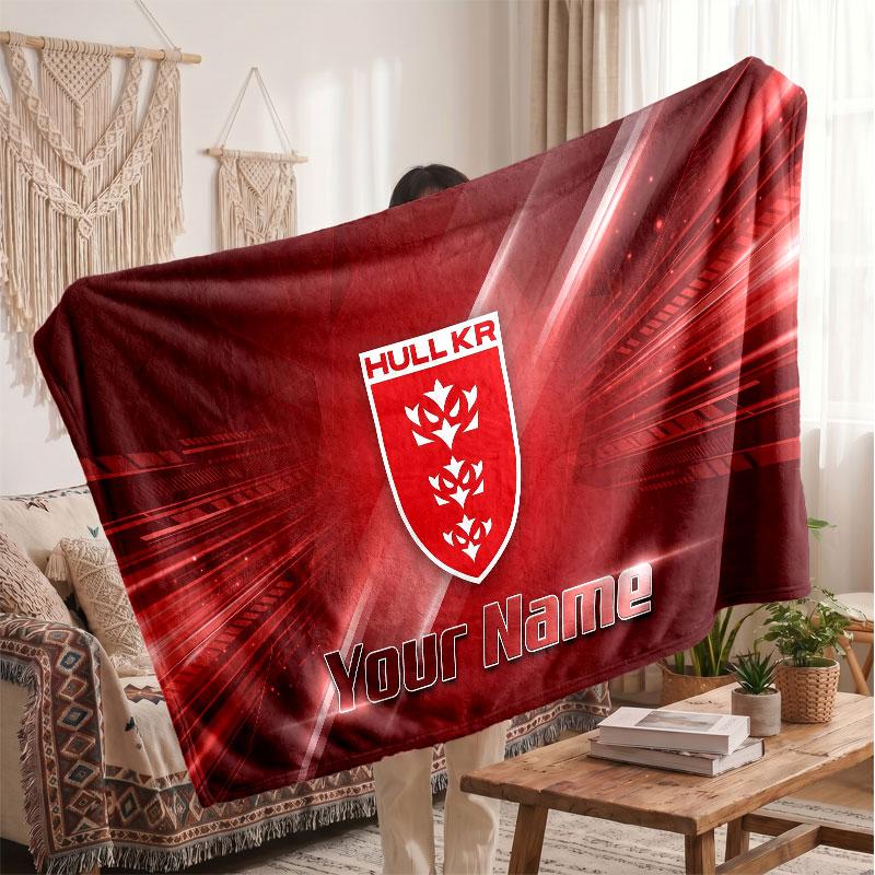 Hull KR Flannel Blanket, Custom Name Text Personalized Soft Throw Blanket Home Decor Gift