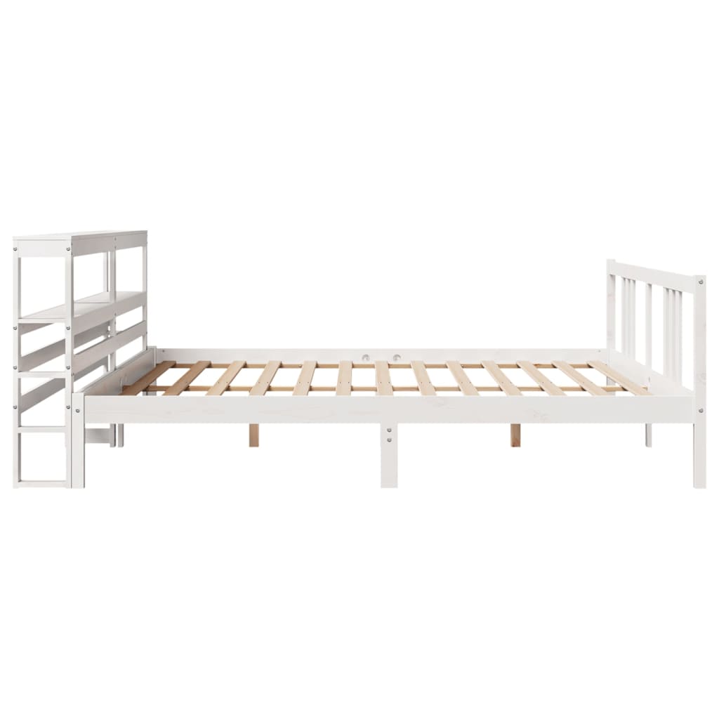 Bed Frame with Headboard Without Mattress White 200x200 cm