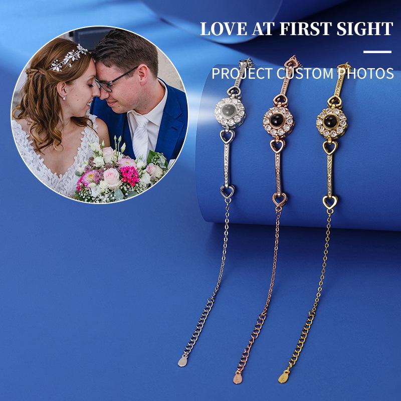 Браслет с проекцией 'Я люблю тебя' на 100 языках - Настраиваемый с цветной фотографией, Идеальный рождественский подарок.