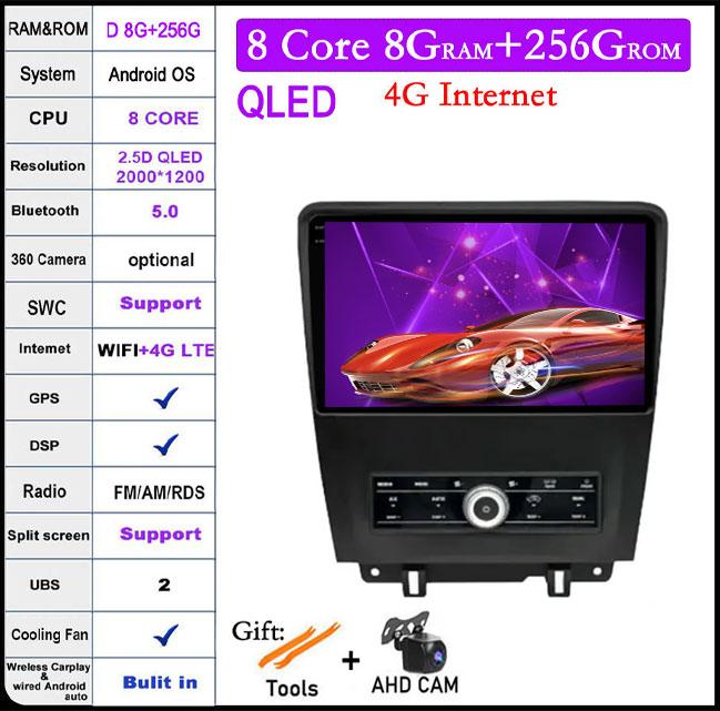 10,1-дюймовый Android 14 для Ford Mustang 2009 - 2014 сенсорный экран автомобильное радио GPS навигация стерео мультимедийный плеер видео 4G+Wi-Fi