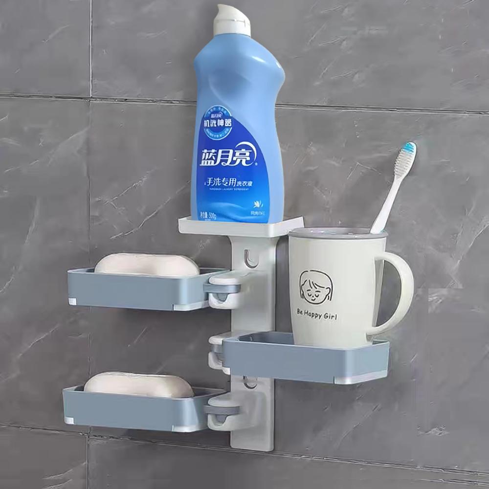 Многофункциональная настенная вращающаяся мыльница без отверстий для ванной комнаты и туалета, мыльница