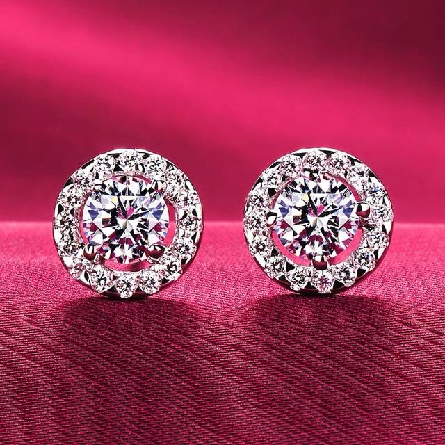 Серьги-иглы из 100% твердого серебра 925 пробы для женщин, свадебные украшения, высококачественные серьги-гвоздики с квадратным прозрачным кристаллом и цирконием