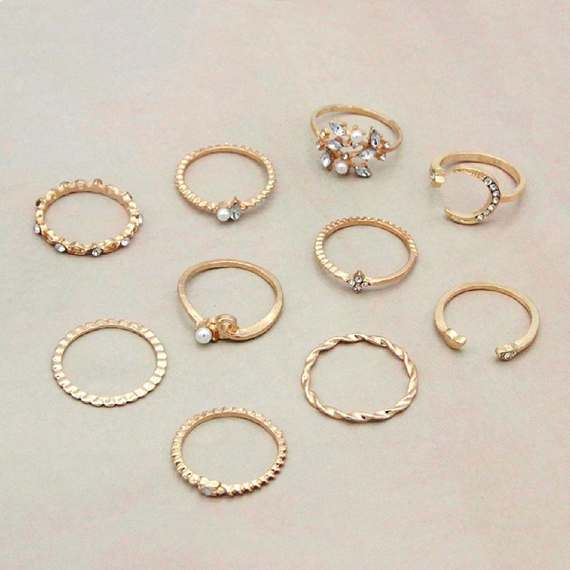 10 шт./компл. кольца со звездами и луной для женщин и девочек, комплект украшений, подарки, аксессуары ARI