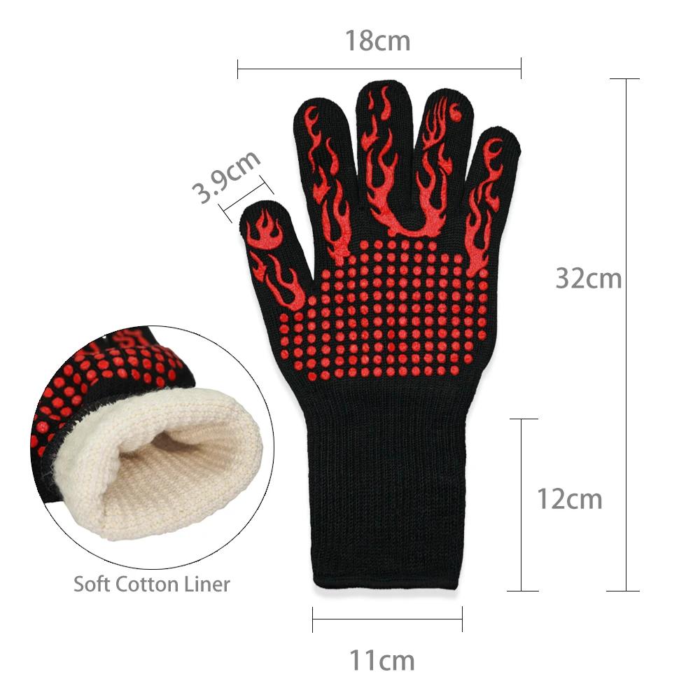 Перчатки для барбекю, устойчивые к высоким температурам, перчатки для гриля с теплоизоляцией, перчатки для духовки с защитой от ожогов для гриля на кухне