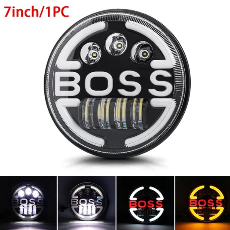 1X 7 Inch LED Headlight Bulbs Assembly DRL Lights H4 Round Headlamp Angel Eyes Car Accessories For Suzuki Samurai Lada Niva Jeep