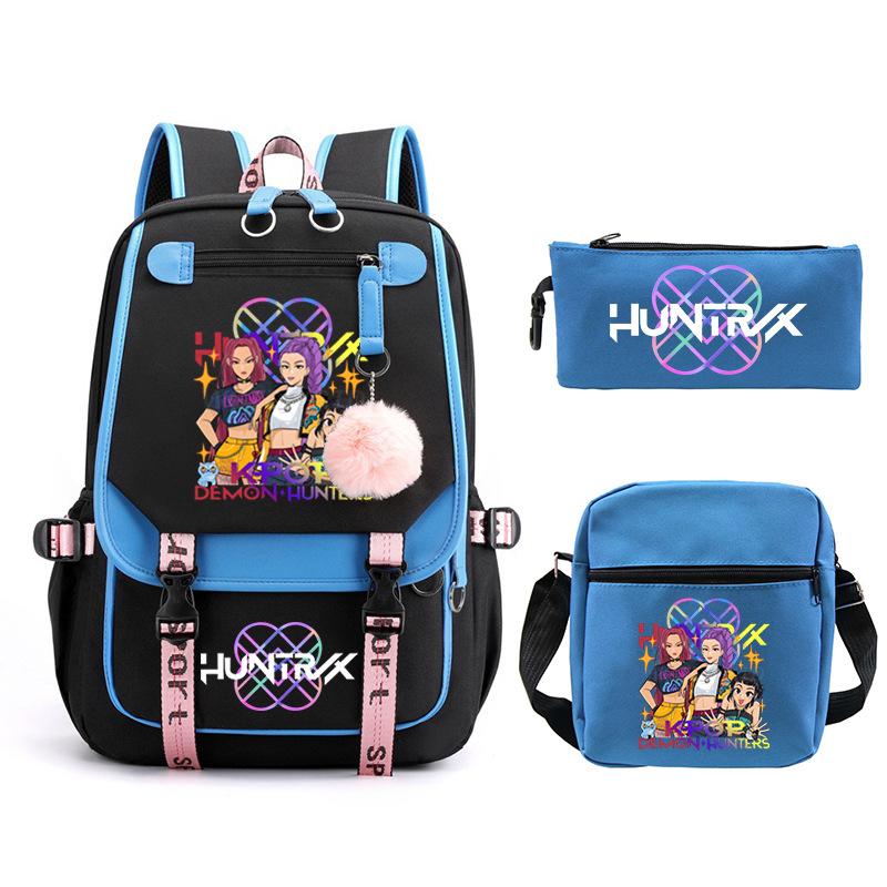 Animation Cartoon Peripheral Printing Trend Lightweight Shoulder Backpack, Primary And Secondary School Student Leisure Schoolbag Three-Piece Set