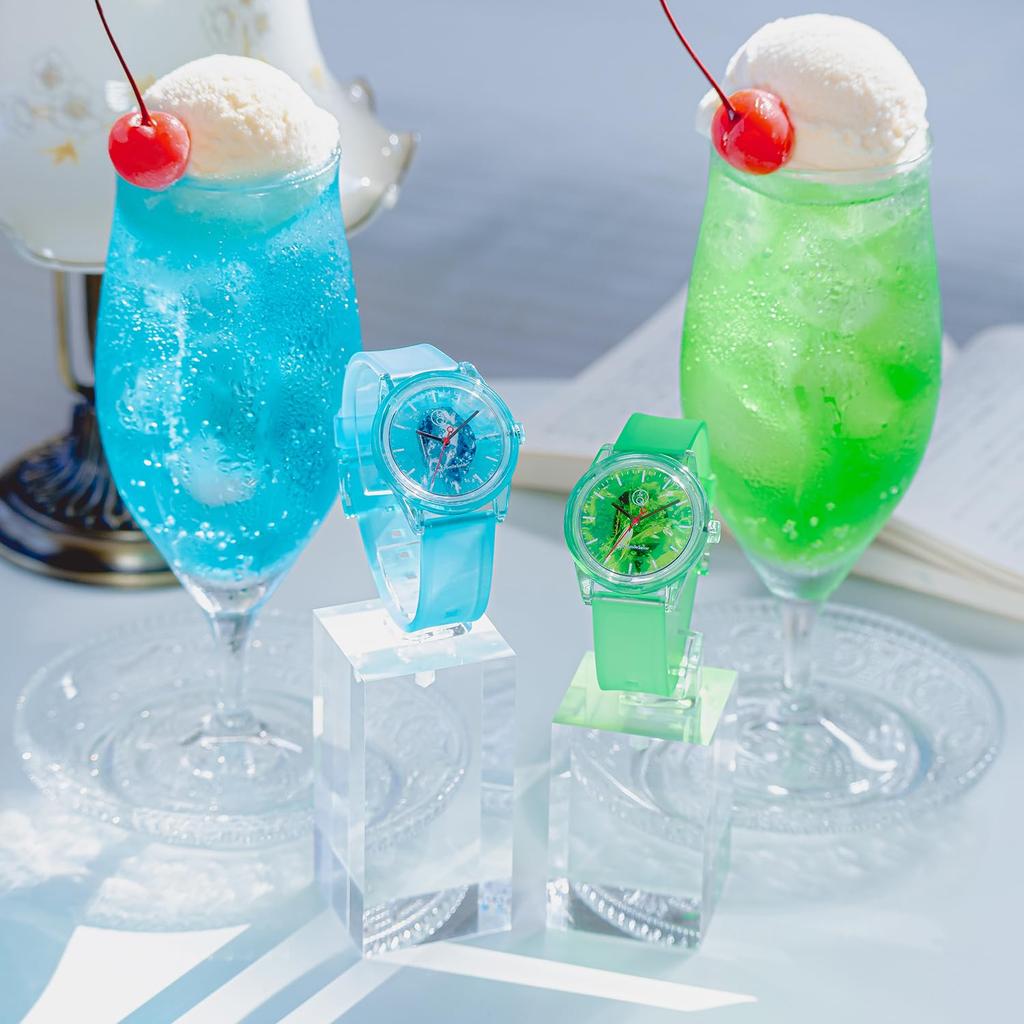 SmileSolar Solar Travel Cafe Collaboration Model Green Q&Q Watch, Analog, Solar, "Gensui" R02A-508VK,