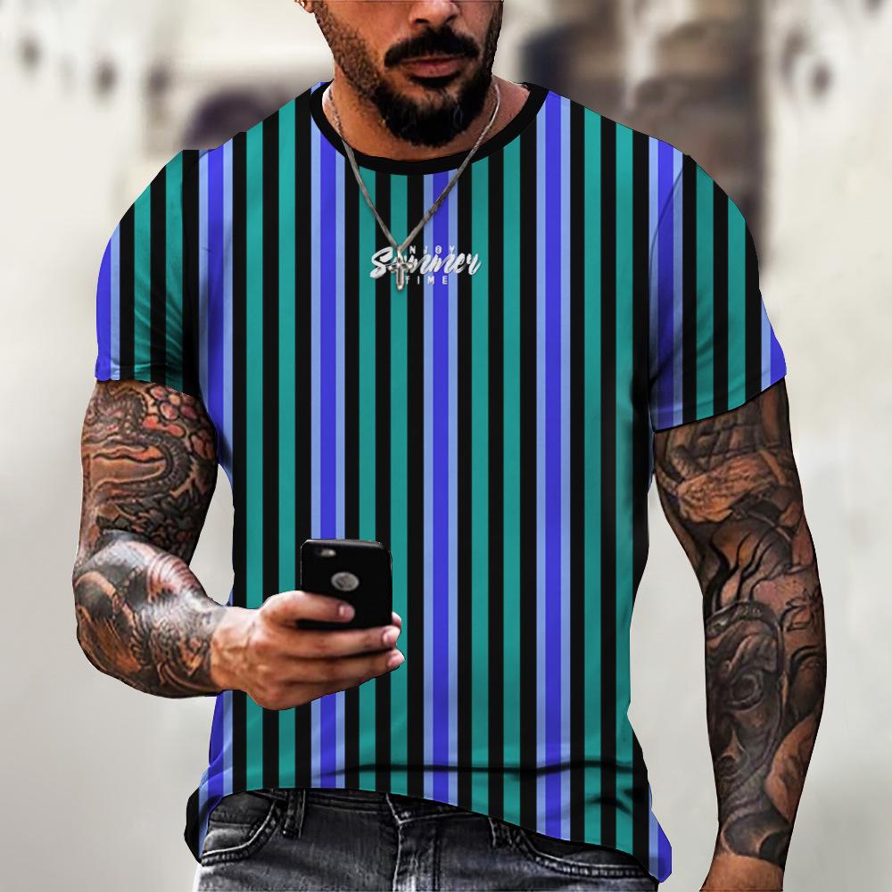 Мужская футболка, летняя простая качественная мужская футболка, повседневные повседневные спортивные футболки, одежда в полоску, свободные свободные размеры с коротким рукавом