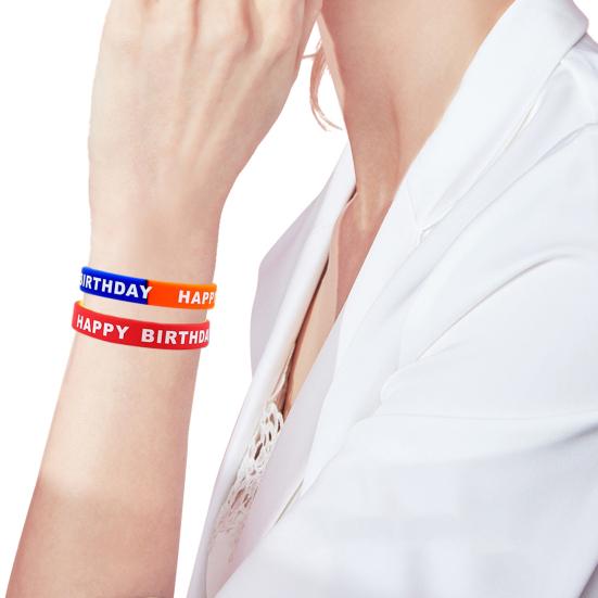 12 шт. Унисекс Силиконовые Браслеты С Принтом Букв Эластичные Цветные Легкие С Днем Рождения