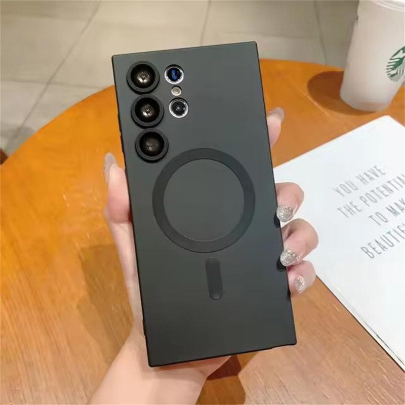 Роскошный магнитный чехол Magsafe для Samsung Galaxy S24 S23 S22 Ultra Plus S21 S20 FE Note 20 Мягкий чехол из ТПУ