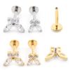 1PC Titanium Internally Threaded Butterfly Eye Zircon Tragus Helix Labret Lip Rings Cartilage Ear Earrings Piercing Body Jewelry