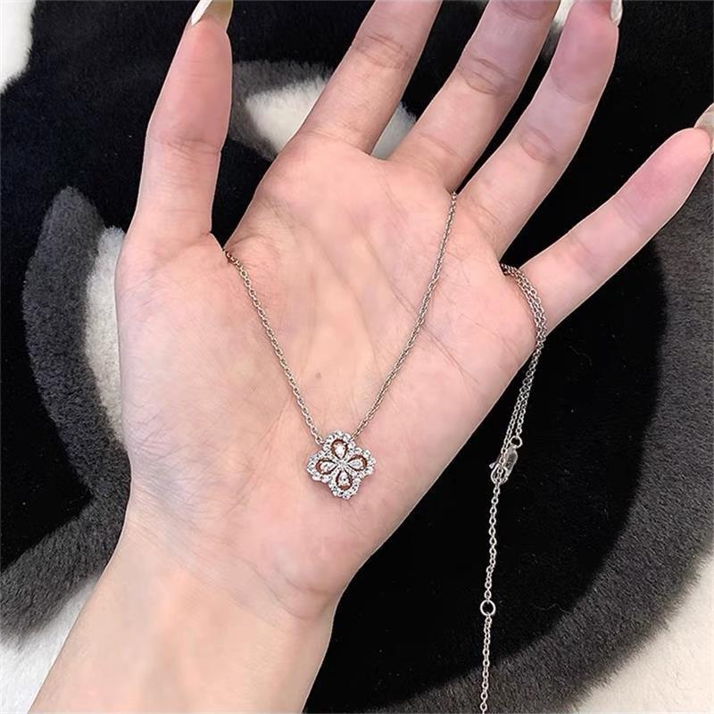 Изысканное бриллиантовое колье «Четырехлистный клевер» – Роскошная универсальная цепочка для ключицы для женщин и девушек